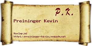Preininger Kevin névjegykártya